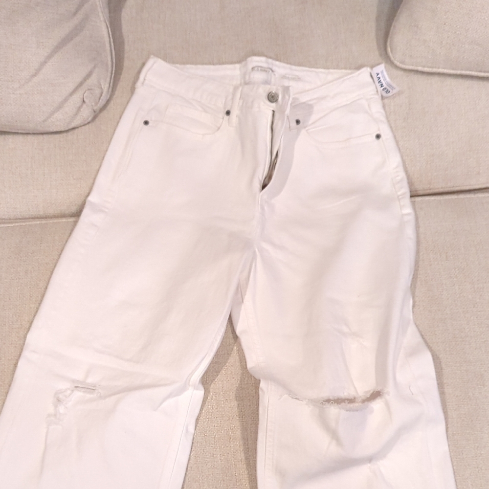 Old Navy Women's Cream Straight Leg Jeans